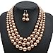 KOSMOS-LI 3 Layer Brown Color Imitate Pearl Bead Strand Necklace