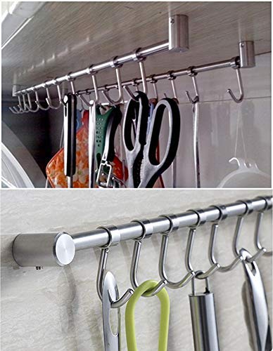 eForwish Kitchen Utensil Racks Rail Wall Mounted Utensil Hooks Stainless Steel Hanger Hooks Kitchen Tools (20.5", 10 Hooks) - Thumbnail 4