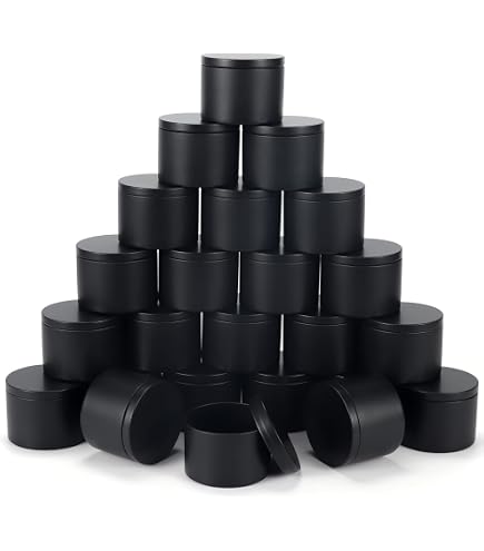 24 Pack Black Candle Tins - 8oz Metal Containers For DIY Candle Making & Craft Storage