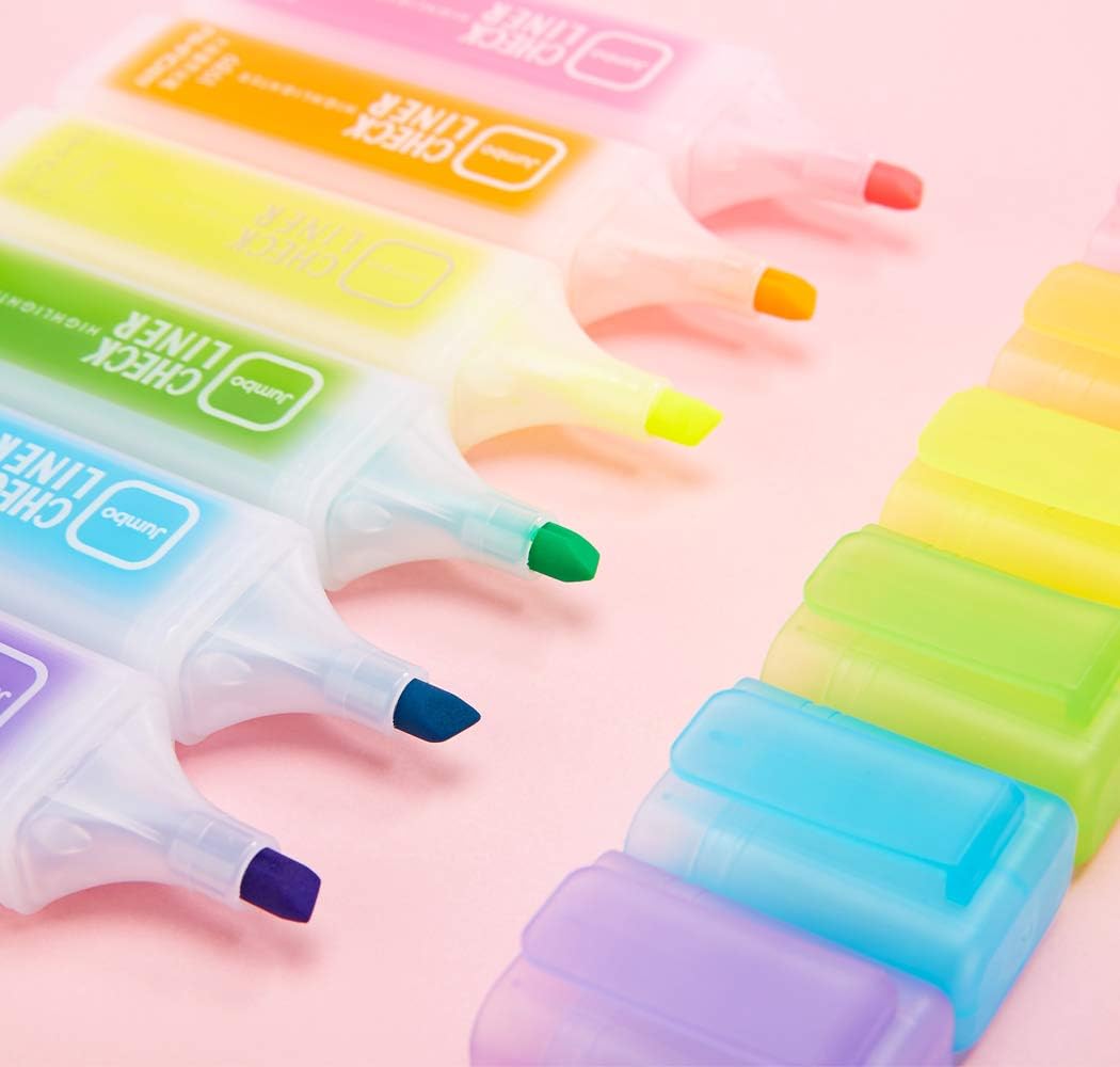 AIHAO 6261 High Capacity CHECK LINER Highlighters Chisel Tip Marker Pens (6 Assorted Colors) : Office Products
