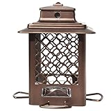 Stokes Select Metal Hopper Bird Feeder, 4 Feeding Ports, 3.3 lb Bird Seed Capacity, Copper Finish