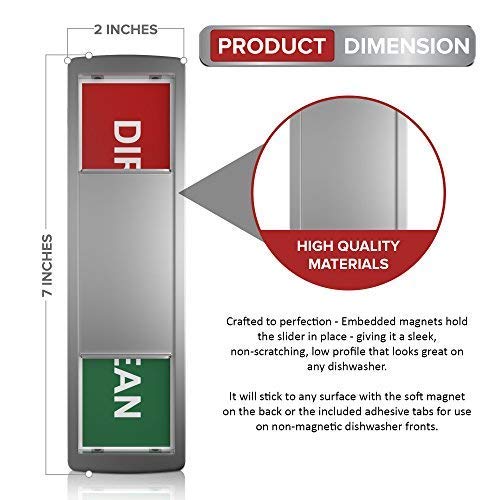 Premium Clean Dirty Dishwasher Magnet - Dishwasher Management Made Easy - 100% Metal and Acrylic, Easy-To-Read Labels, Magnetized Slider - Dishwasher Magnet Clean Dirty - Silver - Thumbnail 6