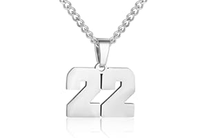 SUSOOK Number Necklace for Men Silver Athletes Number Chain Stainless Steel Charm Pendant Personalized Sports Jewelry for Men Basketball Baseball Football