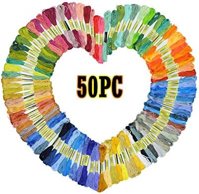 Cross Stitch Thread, Embroidery Floss, Rainbow Color Embroidery Cross Stitch Threads Bracelets Crafts Floss 105pc (55 Color)