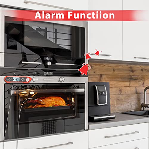 Bauihr Termómetro Digital de Carne Cocina, Termometro Cocina de Doble Sonda，Termómetro para Cocina Impermeable con retroiluminación LED y alarma, para cocinar, horno, grill