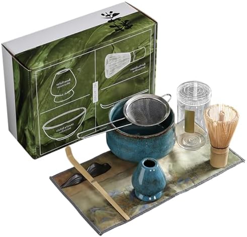 Matcha Tea Set U2013 Japanese Matcha Kit With Bamboo Whisk, Sieve, Scoop, Cups & Ceramic Bowl U2013 Symbolic Red Matcha Ceremonial Set U2013 Authentic Gift Set & Accessories For Smooth, Frothy Matcha Cup