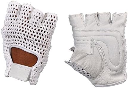 Mesh Leather Weight Lifting Padded Gloves Fitness Cycling Gym Sports Large White
