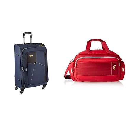 Skybags Footloose Rubik Polyester 580 mm Blue Softsided Cabin Luggage + Cardiff Polyester 55 cms Red Travel Duffle (STRUW58EBLU + DFCAR55RED)