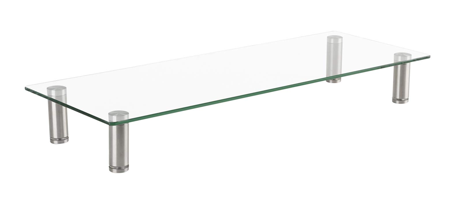 LCD Monitor Stand | Tempered Glass Surface Risers (Square) with Adjustable Metal Feet