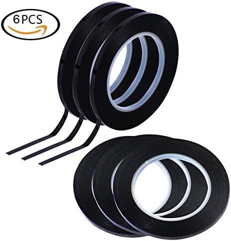 OKILA Graphic Chart Art Tape - [6 Pieces] [Width 0.12 in] Grid Marking Tape, Whiteboard Gridding Tape, Self Adhesive Artist Tapes - Each Roll Length is 108 ft (Black)