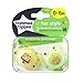 Tommee Tippee Fun Style Pacifiers, Symmetrical Design, BPA-Free Silicone Binkies, 0-6m, 2 Count, Colors and Designs Vary
