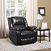 Divano Roma Furniture Plush Bonded Leather Power Electric Recliner Living Room Chair (Black)