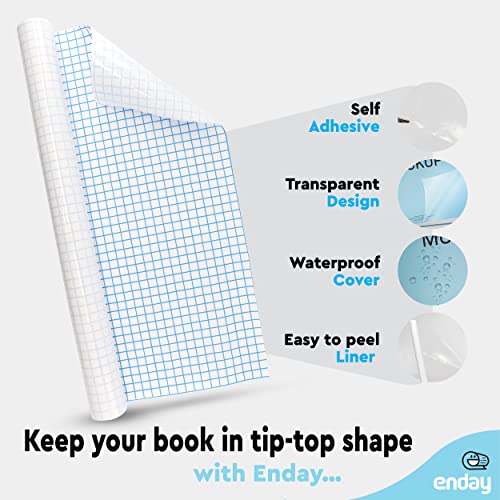 Contact Paper Clear, 17.5” x 5Feet, Transparent Self Adhesive Book and Textbook Covers for