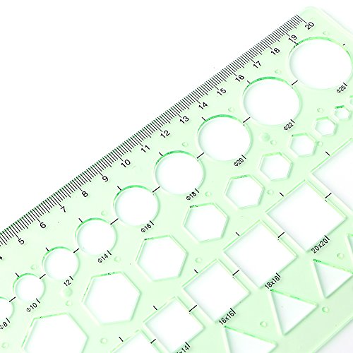 Hukai Plastic Circle Square Hexagon Geometric Template Ruler Stencil Measure Tool NEW - Thumbnail 2