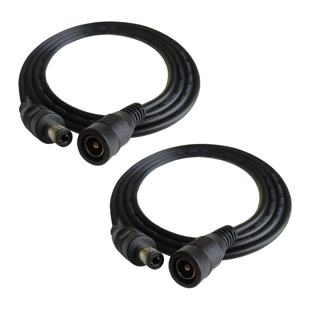 DZYDZR 2 Pack 2m DC Power Extension Cable 2.1mm x 5.5mm DC Plug Extension Cord Copper Wire Male to Female Black For CCTV Cameras