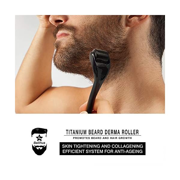 Beard-Growth-Roller-540-05MM-Titanium-Needles-Derma-Roller-for-Men-Matte-Black-Beard-Roller-Stimulate-Beard-and-Hair-Growth-Microneedle-Roller Beard Growth Roller/Derma Roller for Men/Microneedle Roller /540 0.5MM Titanium Needles (0.5mm)