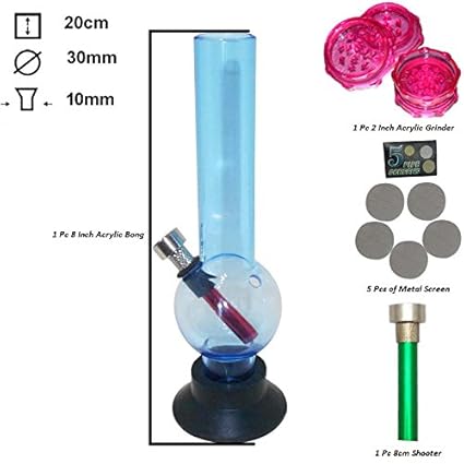 Metier 8-inch Acrylic Water Bong (8 Inch, Sky Blue)