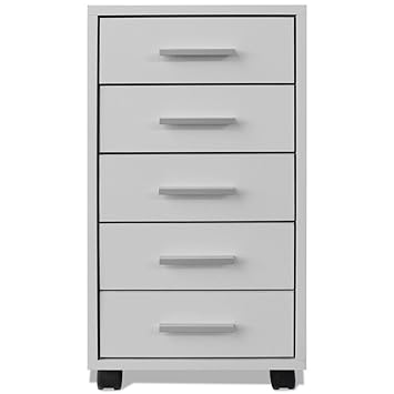 Festnight Chest Of Drawers 5 Drawers Storage Cabinet With Castors