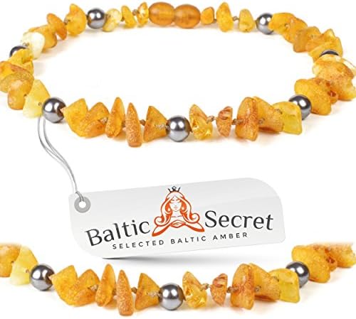 Dog Collar Medium / Raw Baltic Amber Gems/44pGREY