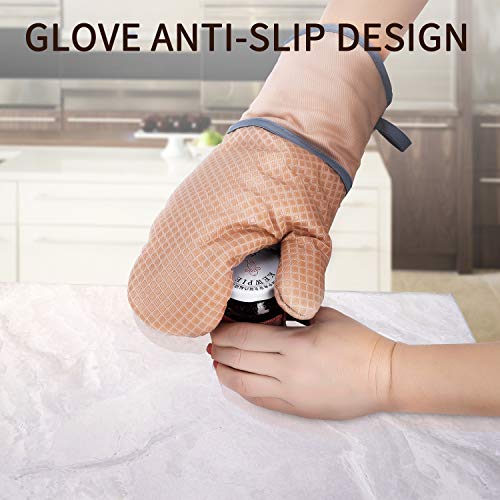 Kitchen Oven Mitts, Echeer Cooking Mitts Pot Holders Heat Resistant Kitchen Potholders Bake Gloves, 1 Pair