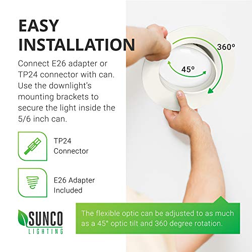 Sunco Lighting LED Can Lights Eyeball Retrofit Gimbal 5/6 Inch Recessed