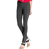 Slim-Sation Women Slimming Tummy Control Wide Band Regular Length Pull-on Straight Leg Pant, Black, 16