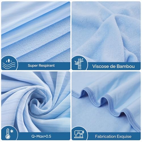 Marchpower Refreshing Blanket, 150 x 200 cm, Arc-Chill Natural Technology Summer Blanket Double-Sided Blanket Cozy and Refreshing Sofa Blanket, Qmax>0.5, Blue
