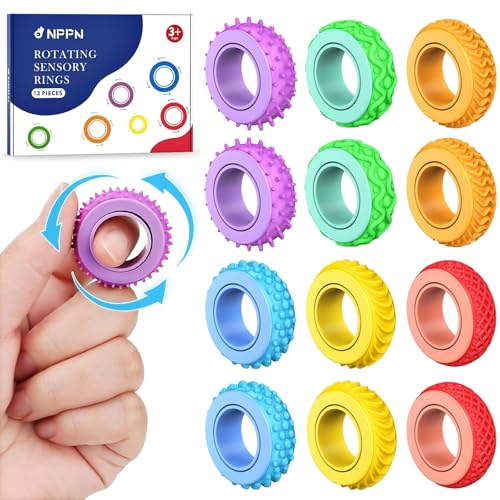 Fidget Rings for Kids, 12 Pack (Memphis)