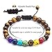 Hamoery Men Women 8mm Lava Rock Chakra Beads Bracelet Gifts for Boys Braided Rope Natural Stone Yoga Bracelet Bangle(Tiger Eye)