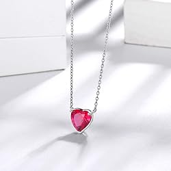 July Birthstone Tiny Necklace Hearts Love Pendant