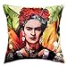 Multiart Set of 2,Decorative Throw Pillow Covers for Couch,Sofa,Bed, Frida Kahlo Mandala and Floral Series Pillow Case,Cushion Cover 18x18inch,Linen/Cotton