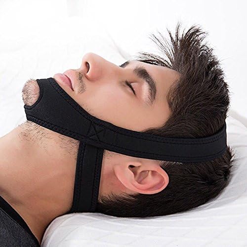 Comfortable Anti-Snoring Chin Strap Belt - Jispu Snore Strap Perfect For Stopping Snoring Effectively (Black)