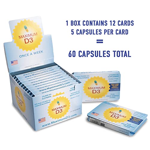 Maximum D3 13,000 IU Box, 60 Capsules Total (12 Cards/Box x 5 Capsules