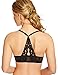 DOBREVA Women's Push Up Bra Racerback Front Closure Bras Lace Padded Underwire Plunge Floral Black 36AA