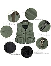 Multifunción de la anglerbasics Army Green Airsoft Táctico Chaleco Quick Dry Multi Bolsillos de malla transpirable Militar activo Wear Jacket , apto para todos los deportes al aire última intervensión