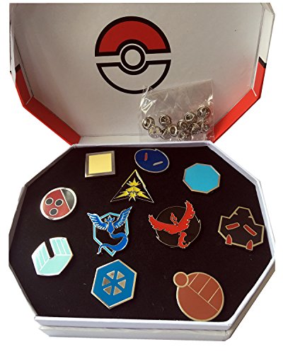 2016 New Pokemon Gym Badges + Go Badges Collection box Set of 11pcs (Black)