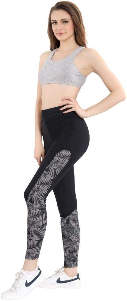 AREO Yoga Pants, Women's Power Flex Yoga Pants Tummy Control Workout Yoga(BLACK WHITE DESIGNER PRINT)