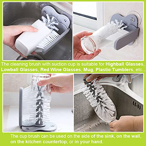 GYUX Cup Washer for Sink Glass Cleaner Brush with Suction Cup Base
