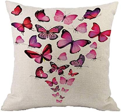 Comfort Beddings Butterfly Ative Pillow Covers Cotton Linen Square Cushion Covers Case for Sofa Couch Bed Style-002 Home Decor