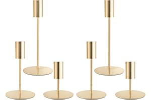 ECHFSM Gold Taper Candlestick Holders,Taper Candle Holders Set of 6,Metal Taper Candle Sticks Stand Holders,Modern Decorative Candle Holders for Wedding Certerpieces,Festive, Mantel,Home,Party