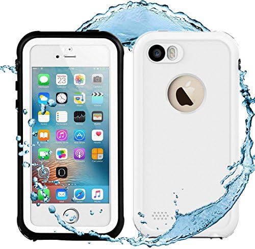 iPhone 5 5S SE Waterproof Case, eFond IP68 Certified Shockproof Durable Slim Fit Full-sealed Hard Cover with Touch ID Snow Dust Dirty Proof Case for iPhone 5 5S SE [White]