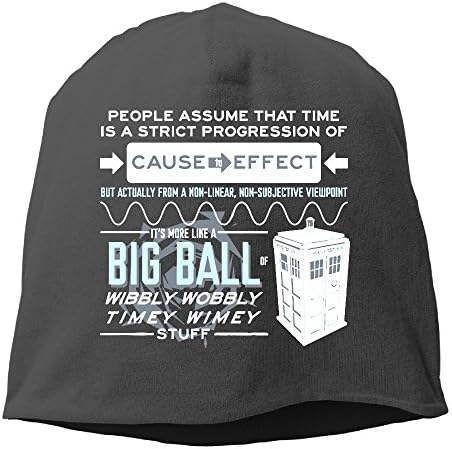 ASAS Doctor Who Wibbly Wobbly Quote Woolen Hats/Plush Hat/Head Cap Black