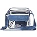 Clear Stadium Bag with Denim Trim | NFL NCAA PGA NASCAR Approved 10 x 10 x 5 Crossbody Messenger with Adjustable Shoulder Strap | Dakbee Original with Zippered Pockets| Bonus Denim Privacy Clutch