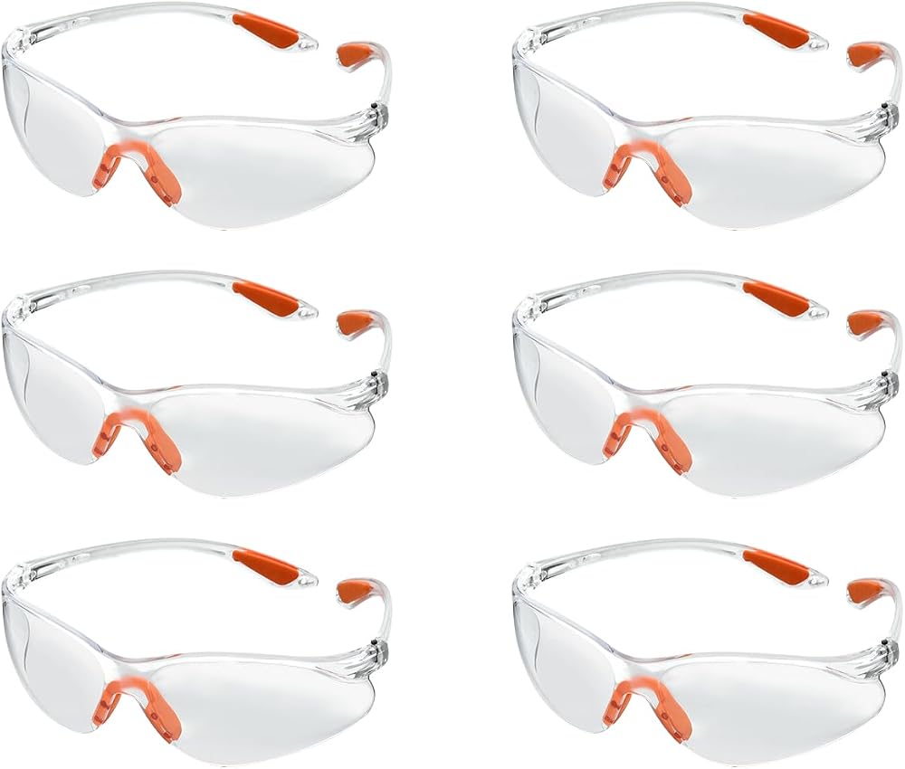 TMBMLPP 6 Pack Clear Safety Glasses Eye Protection Goggles Lab Work