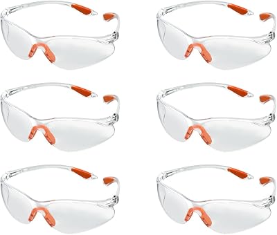 TMBMLPP 6 Pack Clear Safety Glasses Eye Protection Goggles Lab Work