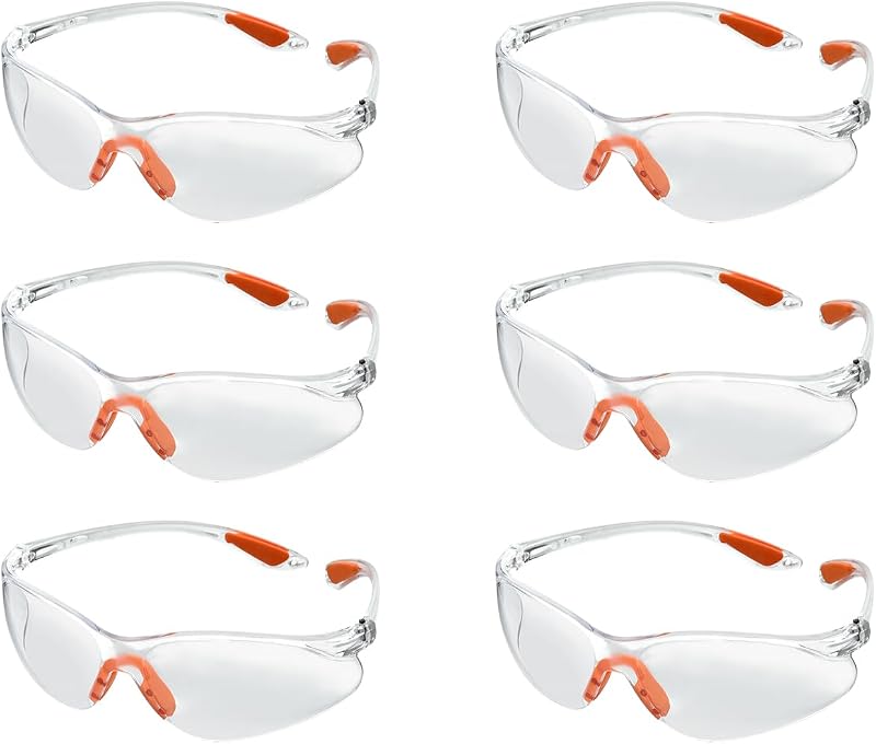 TMBMLPP 6 Pack Clear Safety Glasses Eye Protection Goggles Lab Work
