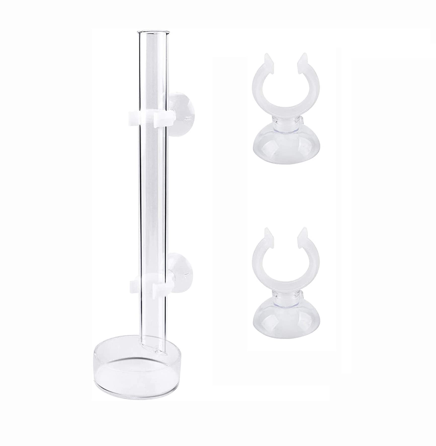 Tiardey Aquarium Feeding Tube, Glass Fish Feeder with Shrimp Dish & 2 Suction Cups (20cm)