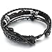 INBLUE Men,Women's Alloy Genuine Leather Bracelet Bangle Cuff Silver Tone Black Love Infinity Symbol Surfer Wrap Tribal Adjustable