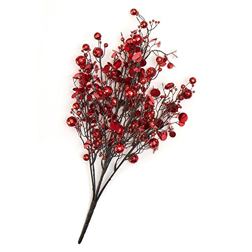 Factory Direct Craft Glitzy Red Glitter Ball and Sequin Accent Bush | For Event Decor