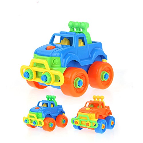 Ocamo Puzzle Toys Colorful Disassembly Assembly Vehicle Toy with Wrench Screwdriver Novelty Building Block Gift for Kids Jeep